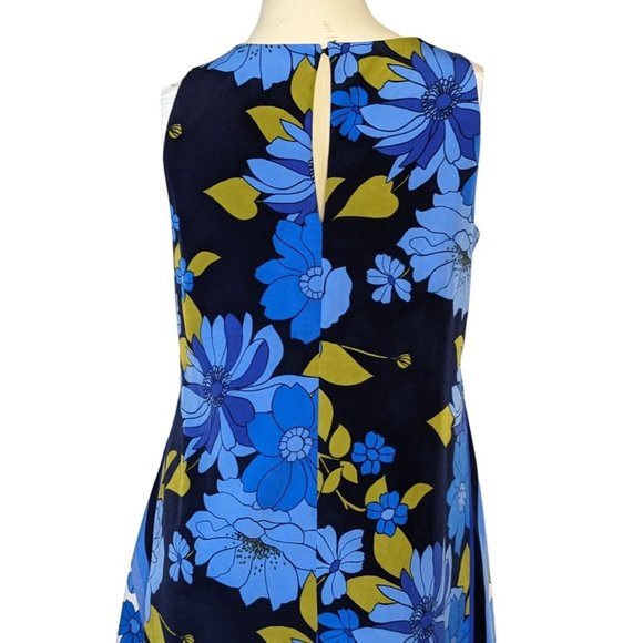 Maggy London sleeveless blue floral scarf‎ asymmetrical hem summer dress Size 2 - Picture 8 of 10